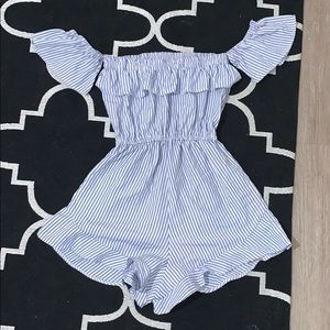 Striped off the shoulder romper